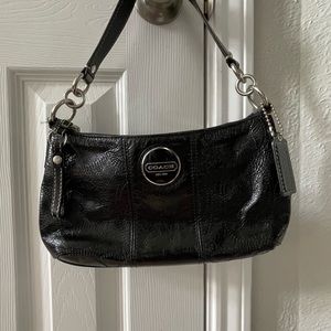 Coach black crinkle patent purse